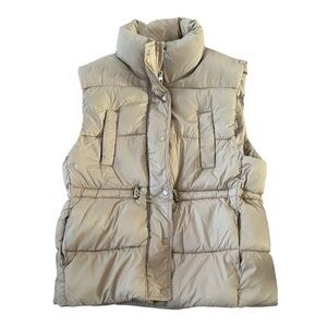 Love Tree Tan WOMENS Quilted Vest with High Collar